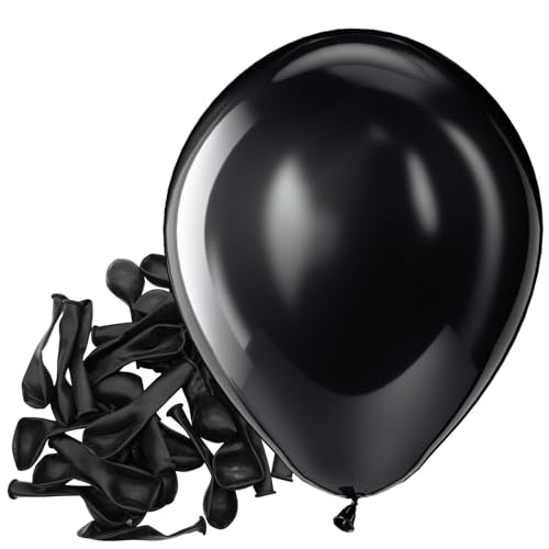 Bezente Black Balloons Latex Party Balloons - 150 Pack 5 inch Matte Black Helium Balloons for Black Themed Birthday Graduation Bridal Shower Halloween Party Decorations - color: 02-black-g10, size: 5inch (Small)