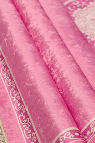 Prayer Rug Velvet Carpet Mat Pink Polyester Chenille Base Non-Slip Soft Comfortable Islamic Muslim Prayer Rug for Women Girls One Size - Pink, One Size