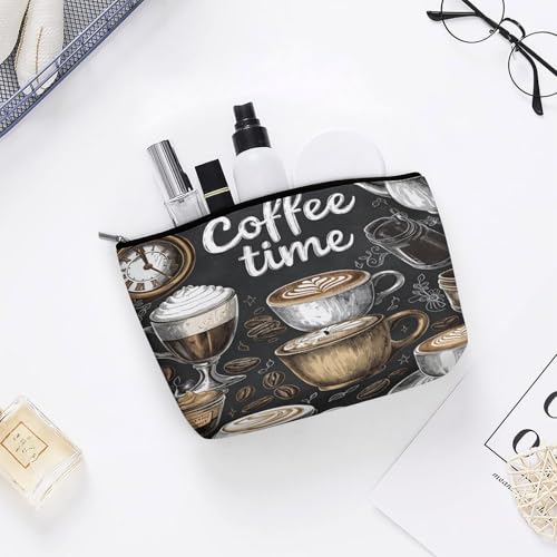 Coffee Time Makeup Bag, Travel Toiletry Organizer, Cosmetic Pouch for Women, Birthday Presents for Mom Girls Women Sisters - color: Coffee Time