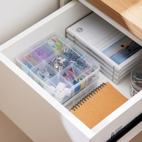 Vidifor 9 Grids Plastic Storage Compartment Organizer Container with Adjustable Dividers for Crafts, Earrings, Screws, Nail, Bandages, Pins and More (1)