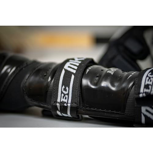 MyLec MK5 Street/DEK Shin Pad, Lightweight & Durable Hockey Accessories, 360° Straps, Hard Front Shells, Breathable Material, Metatarsal Padding Ice Hockey Shin Guards, Foam Rubber - color: Black, size: 11"