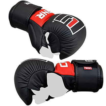 Combat Corner MMA Spar Gloves for Men and Women - MMA, Kickboxing, Muay Thai Sparring Training Gloves | Black - size: Small-Medium