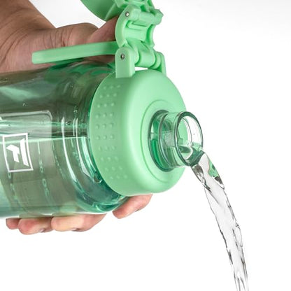 Fanhaw 32 oz Clear BPA-Free Tritan Water Bottle with Fast-Flow Spout Lid, BPA-Free & Leak-Proof Wide-Mouth Reusable Bottle for Gym, School & Office, Back to School Essentials (Glow Green) - color: Glow Green