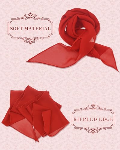 Chiffon Scarf for Women, Removable Flower Neck Scarf Light Soft Fashion Rose Scarves Versatile Headband or Hair Band - color: Red