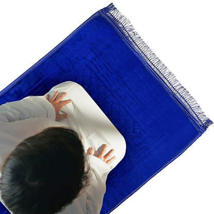 Empire Home Islamic Prayer Rug Oversized Soft Thick Plush Musalla Mat - for Men Women Childred - سجادة صلاة (Royal Blue) - color: Royal Blue
