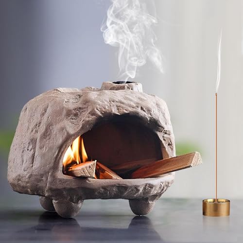 Pottery Ash Catcher&Palo Santo Holder,Rustic Texture Incense Burner,Wood Sticks Dish,Essential Oils Bowl,Cone Burner for Meditation,Yoga,Energy Cleansing,Unique Meditation&Home Decor Gift (Taupe)