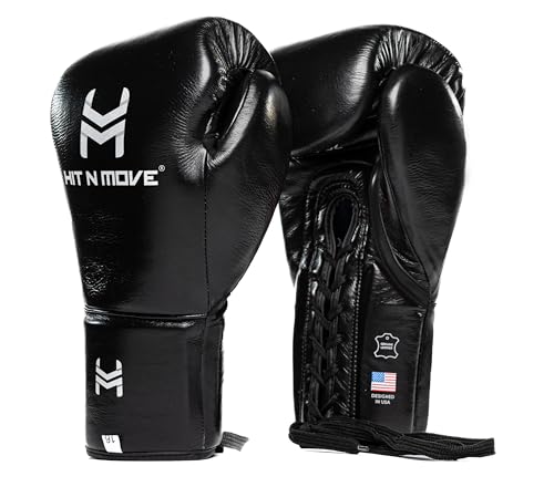 HIT N MOVE Süvari Horsehair Boxing Gloves Hook and Loop, Lace-Up Boxing Gloves Men, Boxing Equipment, MMA Gloves Men, UFC Gloves Horsehair and 100% Cow Leather - size: 14 Oz, style: Lace-Up BLACK