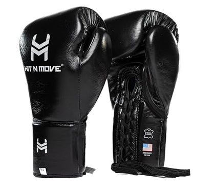 HIT N MOVE Süvari Horsehair Boxing Gloves Hook and Loop, Lace-Up Boxing Gloves Men, Boxing Equipment, MMA Gloves Men, UFC Gloves Horsehair and 100% Cow Leather - size: 14 Oz, style: Lace-Up BLACK