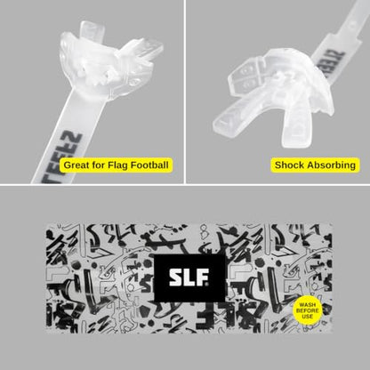 SLEEFS X Clear Football Mouth Guard - Lip/Mouthguard with Helmet Strap - Lip/Teeth Protector Mouthpiece - Moldable - for Youth/Adults, Men & Women Mouth Guard, Maximum Air Flow, Lacrosse, All Sports - color: Clear