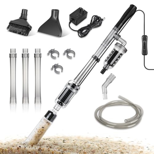 hygger Electric Aquarium Gravel Cleaner, 528GPH Fish Tank Vacuum, 5-in-1 Automatic Sand Washer Water Changer Cleaning Kit for Freshwater Saltwater, Adjustable Length Handle Tube,Hose, Clamp