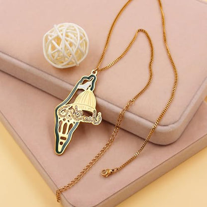 Palestinian Necklace, Personalized Islamic Faith Pendant, ALLAH Symbol Necklaces, Durable Stainless Steel, Religious Jewelry for Women Y5145