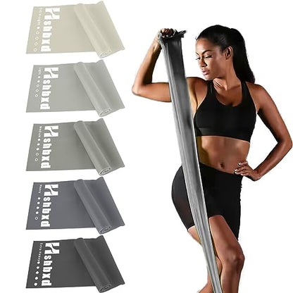 Resistance Bands Set for Physical Therapy, Rehab, Yoga and Pilates | Latex-Free elastic exercise bands suitable for rehab, yoga, Pilates, gym workouts, stretching, and home exercise - color: Gradient Gray 10-115lbs