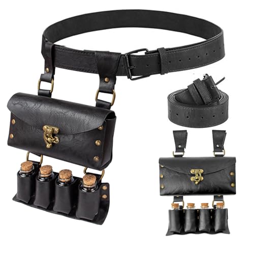 Belt Pouch Waist Bag Fanny Pack Medieval Vintage Leather Pouch Cellphone Holder Holster Carry Belt Purse Pocket Casual Hiking Festival Renaissance Faire Costume Props Travel Wallet (K2-Black) - color: K2 - Black