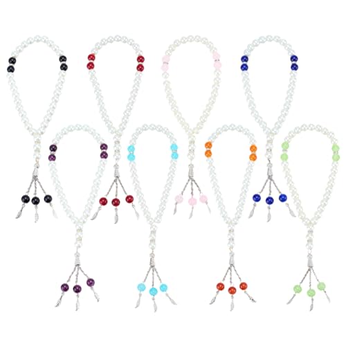 PH PandaHall 8 Colors Prayer Beads Tasbih Glass Beads Islamic Bracelet Bead 33 Round Rosary Bead Muslim Misbaha Tasbeeh Bracelets for Women Men Jewelry Gift Eid Mubarak Ramadan Muslims Decor - color: 8 Colors( White)