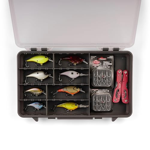 Plano StowAway 3700 50/50 Split Stow Tackle Box, with Corrosion-Preventive Rustricor, Single Latch Design, Transparent DuraView Lid, Stackable Storage for Fishing Bait, Lures and Gear - size: 3700 50/50 Split, style: New Model