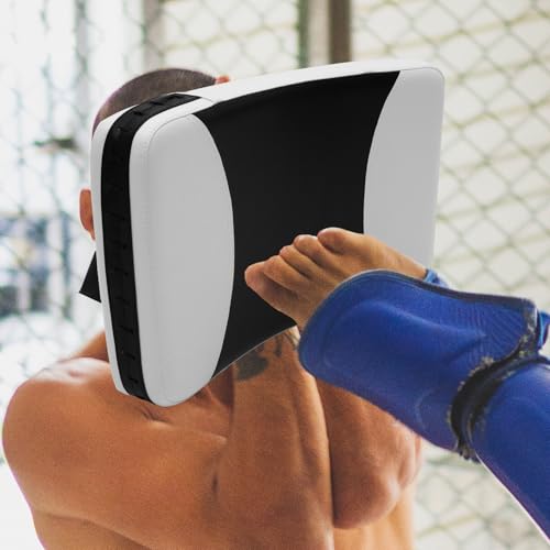 ORFOFE Taekwondo Kick Pad Kicking Target Large Curved Handheld Shield Black White for Martial Arts Training Side Kick Practice