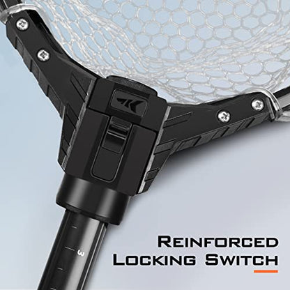 KastKing Brutus Fishing Net, Foldable Extendable Fish Landing Net, Lightweight & Portable Fishing Net with Soft EVA Foam Handle, Holds up to 44lbs/20KG, Fish-Friendly Mesh for a Safe Release - size: 45" Total Length(not extendable), style: Silicone Net Co