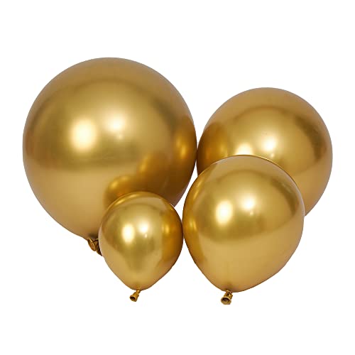 100pcs Metallic Gold Balloons Different Sizes 18 inch +12 inch +10 inch +5 inch Chrome Gold Balloon Gold Latex Balloons for Halloween Christmas Thanksgiving Birthday Party Graduation Baby Shower - color: Gold