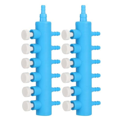 2Pcs 4mm Adapter Connector Plastic Distributor Aquarium Air Pump Splitter for Fish Tank Oxygen Tubing(6 Way) - style: 6 Way