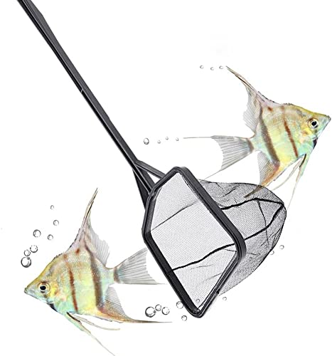 Lightweight Nylon Fish Fishing Net - Shrimp Net Fish Catching Cleaning Tool with Plastic Handle(L) - color: L