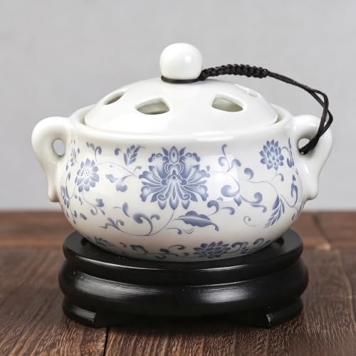 Electric Resin Burner with Timing,Ceramic Electric Incense Burner,Bakhoor Burner Censer 110 V for Home Porch,Patio,Garden,Office,Yoga, Living Room, Meditation Room (White) - color: White