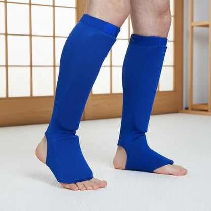 Shin Instep Guards Padded Protection Elastic Shin Guards Lightweight Impact-Absorbing Gear for Fighters, Training, Sparring - size: Medium, style: Red