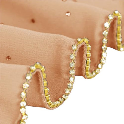 Hijab Scarf for Women Soft Chiffon Rhinestone Long Scarf Shawl Fashion Muslim Hijab Head Wrap Scarves - color: Camel