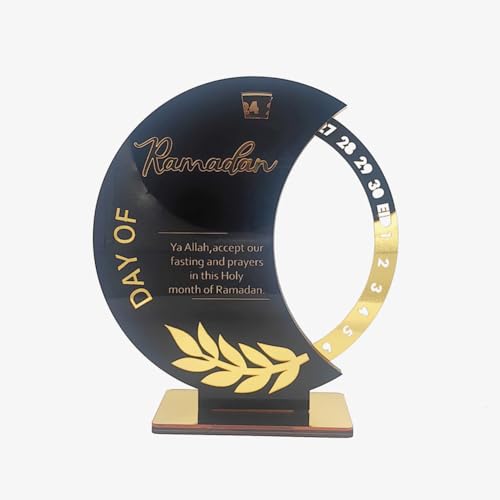 Surakey Ramadan Countdown Calendar Mirror Golden Ramadan Decorations Eid Mubarak Count Down Desk Rotatable Countdown Calendars Muslim Festival Reminder Kareem Ramadan Advent Calendar Decor, Style 4