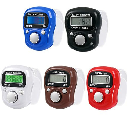 6-Pack Digital Tally Finger Counter with Led, Colorful Tasbeeh Tasbih 5-Digits Counter Clickers with Led Light, Carry Ring, Individual Hard Case for Muslims Pray Knitting Track Golf Lap - color: 5-pack