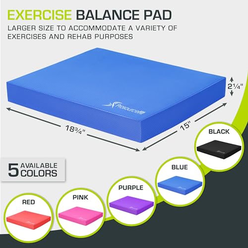 ProsourceFit Exercise Balance Pad, Non-Slip Cushioned Foam Mat & Knee Pad for Fitness and Stability Training, Yoga, Physical Therapy - color: Blue, size: XL - (18.75" x 15")