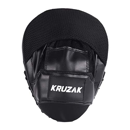 Kruzak Plain Punching Mitts for Muay Thai MMA Training, Focus Pads for Boxing Martial Arts and Punching Target - color: Black
