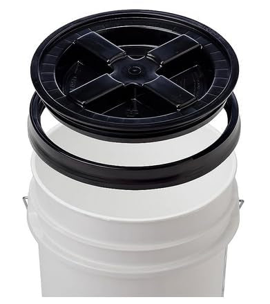 5 Gallon Food Grade Plastic Bucket with Air Tight Screw on Lid Made in USA Container (Yellow Bucket with Red Lid) - color: Yellow Bucket With Red Lid