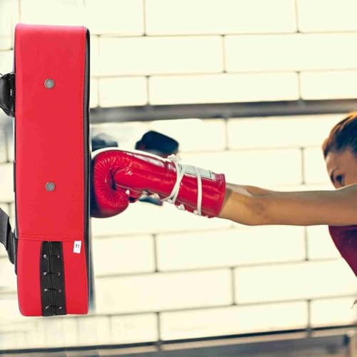 Taekwondo Kicking Strike Pad | Handheld Punching Target for Boxing/Martial Arts Training | High - Strength Nylon Rope Sealing | PU Leather & Foam Padding | 40x20x10cm (Red)