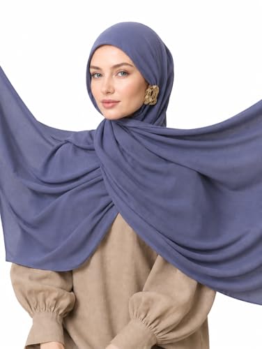 Premium Breathable Modal Cotton Hijab for Women, Lightweight, Non-Slip, Soft & Elegant Scarf for Everyday Wear - color: Dusty Periwinkle