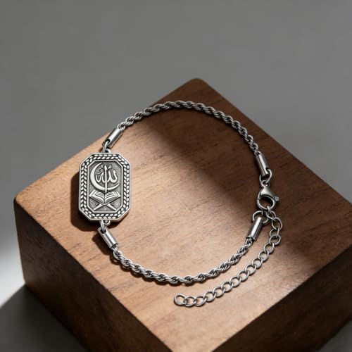PELOVNY Allah Bracelet 925 Sterling Silver Islam Allah Bracelet Islamic Muslim Religious Jewelry Gifts for Men Women - color: Allah Bracelet-01