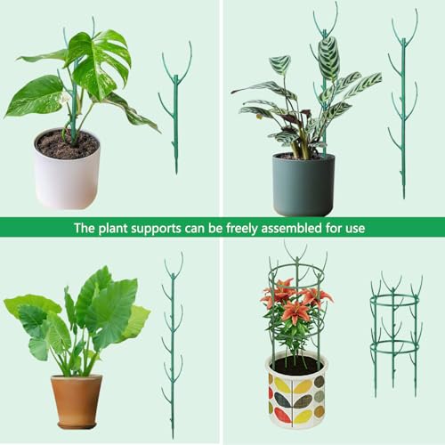 Belit 6 Pack Stackable Twigs, Small Plant Support Stakes & Plant Cage Support Rings for Indoor Outdoor Plants Climbing Plants, Plastic Branches Support Structures,11" - size: 11 Inch-6 Pack