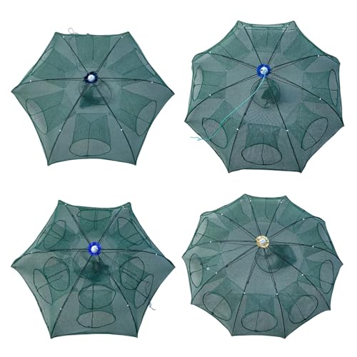 6/8/10/12 Holes Umbrella Fishing Net Cage Shrimp Fish Trap Foldable Fishing Baits Trap Crawfishes Trap Cast Net Cage - size: 8 holes