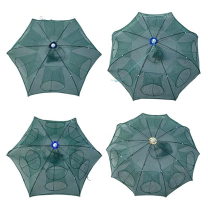 6/8/10/12 Holes Umbrella Fishing Net Cage Shrimp Fish Trap Foldable Fishing Baits Trap Crawfishes Trap Cast Net Cage - size: 8 holes