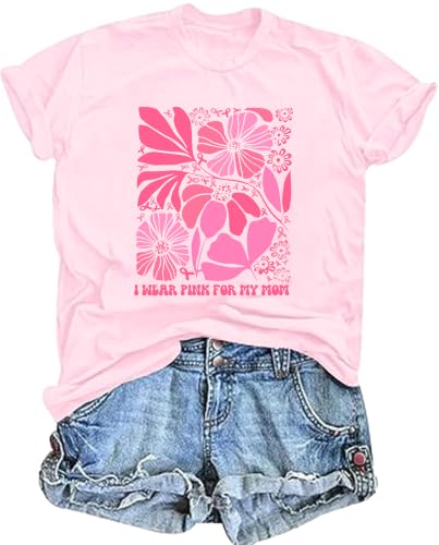 Breast Cancer Shirts for Women Pink Ribbon Boxing Gloves Graphic Tops Breast Cancer Awareness Tshirts Fighter Tees - color: Pink2, size: Medium