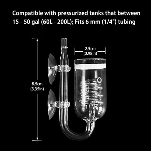 Glass CO2 Reactor, 3 Spiro Glass Diffuser for Aquarium Plants, Suitable for Tanks 15-200 Gal/60-757 Liter - color: CO2 Diffuser-Spiral