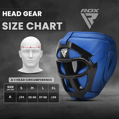 RDX Boxing Headgear MMA Muay Thai, Removable Face Grill, Head Gear for Sparring Grappling Martial Arts Kickboxing Taekwondo Karate BJJ Training - color: Blue, size: X-Large