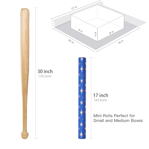 RUSPEPA Blue and Gold Eid Wrapping Paper Roll, Mini Roll, Royal Blue 3D Embossed Foil Star Design, Kraft Gift Wrap Paper for Ramadan, Wedding, Birthday, Baby Shower, Holiday, 17 Inches x 16.4 Feet - color: Blue Gold Foil Star, size: 17 in x 16.4 ft