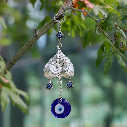 Hindu OM Evil Eye Car Hanging Ganesha Car Charms Lord Ganesha Idol Car Mirror Hanging Accessories Evil Eye Key Chains Turkish Nazar Amulet Boncugu Perfect for Gifting Diwali Housewarming Birthday
