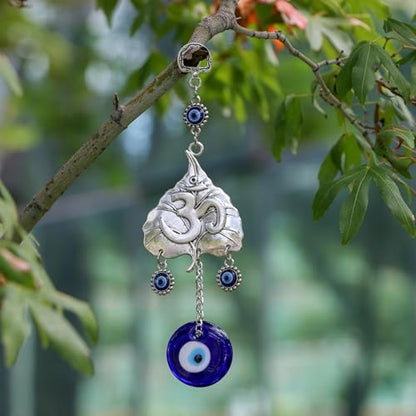 Hindu OM Evil Eye Car Hanging Ganesha Car Charms Lord Ganesha Idol Car Mirror Hanging Accessories Evil Eye Key Chains Turkish Nazar Amulet Boncugu Perfect for Gifting Diwali Housewarming Birthday