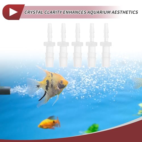 3/32" to 3/16" Hose Barb Fitting Hose Straight Reducing Coupler | 5 Pcs, Plastic, Clear, Fits 3/32" to 3/16" ID Flexible Tube, Barb Reducer Fitting, for Aquarium, Fountain, Drip Irrigation - size: 3/32"-3/16"