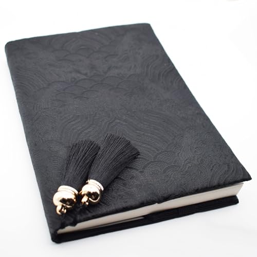 BLBMH 5x8 Book Cover | Handmade Non-Stretch Fabric Sleeve with Bookmark | for Paperback Bible Journal | Privacy Reading Gift for Women - Chinese Black - color: Black
