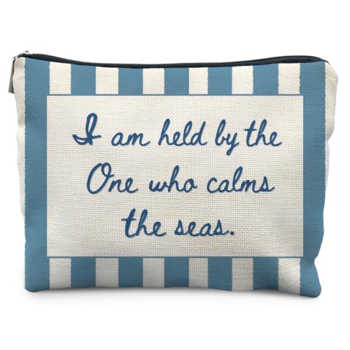 Blue Coastal Beach Christian Makeup Bag Pouch Gifts for Women - color: Christian 1