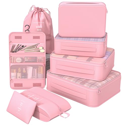 8 Set Packing Cubes for Travel, Suitcase Organizer Bags for Luggage (Pink) - color: Pink