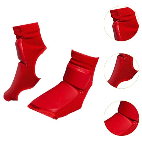 Boxing Foot Protector Gear Training Sparring Gear Non Slip Impact Resistant Foot Guard Foot Pads for Wrestling Punching Bag (1 Pair)- Red Small
