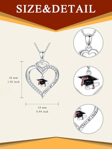 Graduation Gifts for Women 925 Sterling Silver Compass/Graduation/Vet/Cross/Stethoscope Necklace for Women - color: Graduation-2025-1